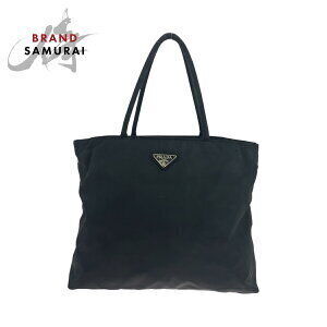 Prada Tessuto triangular logo plate black Nylon tote shoulder bag